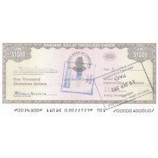 P15 Zimbabwe - 1000 Dollars Year ND (2003) (With Stamps)